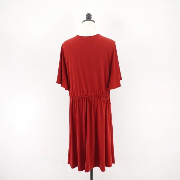 Lane Bryant V-Neck Wrap Red Shift Flutter Sleeve Dress 18 / 20 Nylon Polyester - Picture 6 of 8